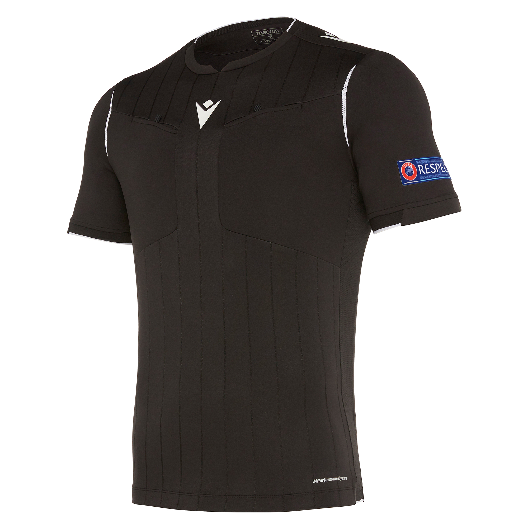 Macron UEFA Ref 19 Shirt Black KM (respect mouwlogo)