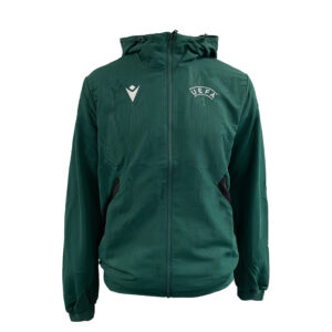 UEFA REF 22 TRAVEL MAN HOODY met volledige rits DGRN/BLK met zwarte schuine streep
