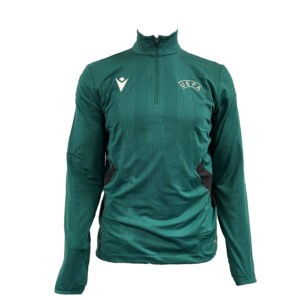 UEFA REF 22 MAN W-UP Inlooptrui 1/4 Zip Top DGRN/BLK met schuine streep